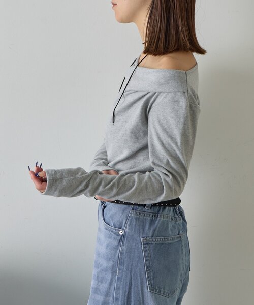 goocy（グーシー）の「スムース天竺ドレープPO（Tシャツ/カットソー・レディース・ブラック/ホワイト/グレー/ピンク・FREE）」の8枚目の写真