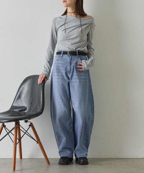 goocy（グーシー）の「スムース天竺ドレープPO（Tシャツ/カットソー・レディース・ブラック/ホワイト/グレー/ピンク・FREE）」の11枚目の写真