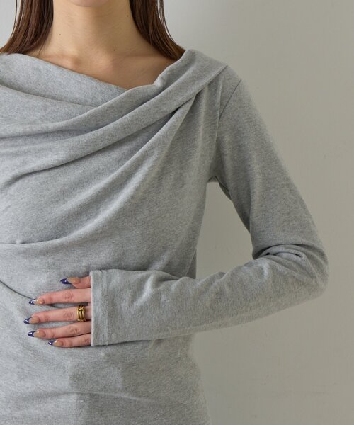 goocy（グーシー）の「スムース天竺ドレープPO（Tシャツ/カットソー・レディース・ブラック/ホワイト/グレー/ピンク・FREE）」の12枚目の写真