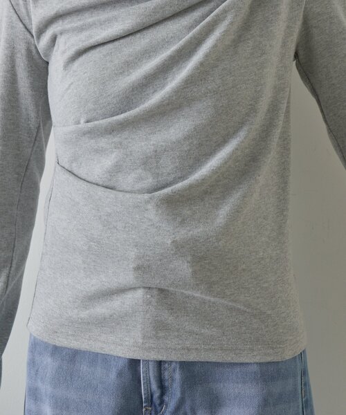 goocy（グーシー）の「スムース天竺ドレープPO（Tシャツ/カットソー・レディース・ブラック/ホワイト/グレー/ピンク・FREE）」の13枚目の写真