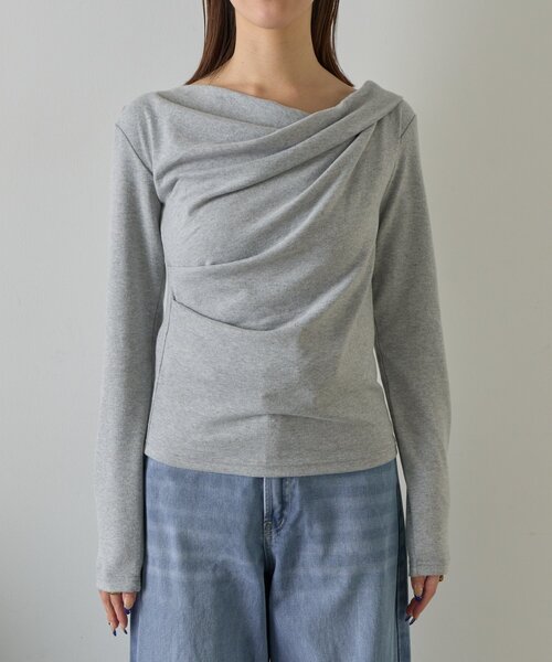 goocy（グーシー）の「スムース天竺ドレープPO（Tシャツ/カットソー・レディース・ブラック/ホワイト/グレー/ピンク・FREE）」の15枚目の写真