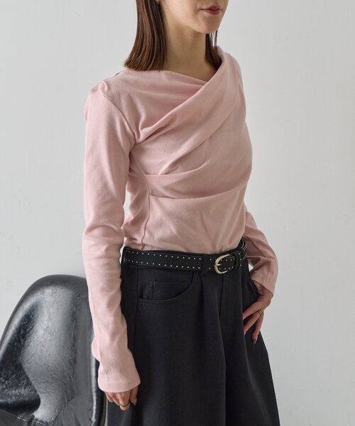 goocy（グーシー）の「スムース天竺ドレープPO（Tシャツ/カットソー・レディース・ブラック/ホワイト/グレー/ピンク・FREE）」の21枚目の写真