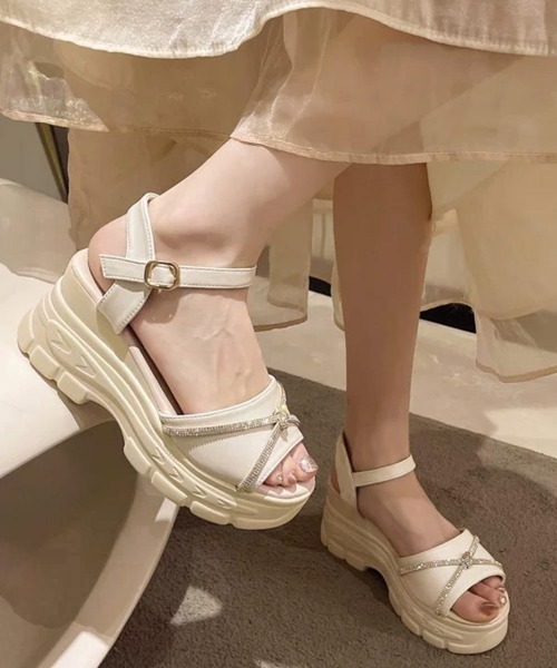 Miniministore(ミニミニストア)の「オープントゥ厚底サンダルレディース美脚靴(サンダル・レディース・ブラック/アイボリー/ホワイト・22.5cm/23.0cm/23.5cm/24.0cm/24.5cm)」の22枚目の写真