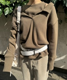 Ameri（アメリ）の「WAFFLE LAYERED DESIGN CUT TOP（Tシャツ/カットソー）」