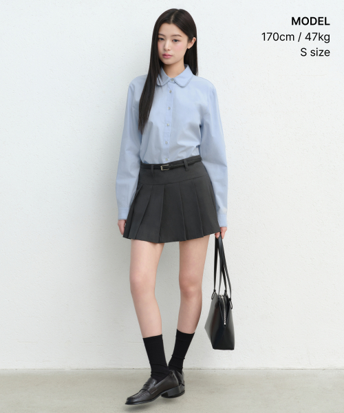 MUSINSA STANDARD WOMAN（ムシンサスタンダードウーマン）の「ウィメンズレーストリムシャツ[ペイルブルー]（シャツ/ブラウス・レディース・その他・SMALL/MEDIUM/LARGE/X-SMALL）」の2枚目の写真