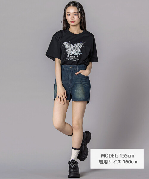 ZIDDY(ジディ)の「レースバタフライ・スパークルTシャツ(130~160cm)(Tシャツ/カットソー・キッズ・ブラック/オフホワイト・130cm/FREE/150cm/140cm)」の20枚目の写真