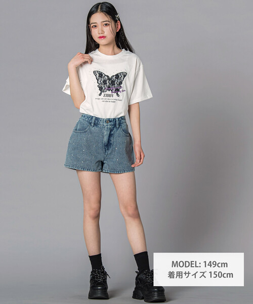 ZIDDY(ジディ)の「レースバタフライ・スパークルTシャツ(130~160cm)(Tシャツ/カットソー・キッズ・ブラック/オフホワイト・130cm/FREE/150cm/140cm)」の18枚目の写真