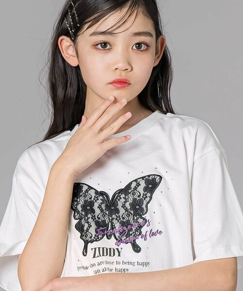 ZIDDY(ジディ)の「レースバタフライ・スパークルTシャツ(130~160cm)(Tシャツ/カットソー・キッズ・ブラック/オフホワイト・130cm/FREE/150cm/140cm)」の15枚目の写真