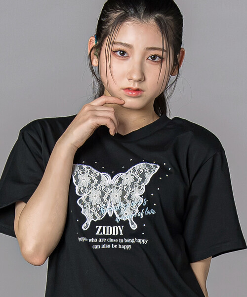 ZIDDY(ジディ)の「レースバタフライ・スパークルTシャツ(130~160cm)(Tシャツ/カットソー・キッズ・ブラック/オフホワイト・130cm/FREE/150cm/140cm)」の14枚目の写真