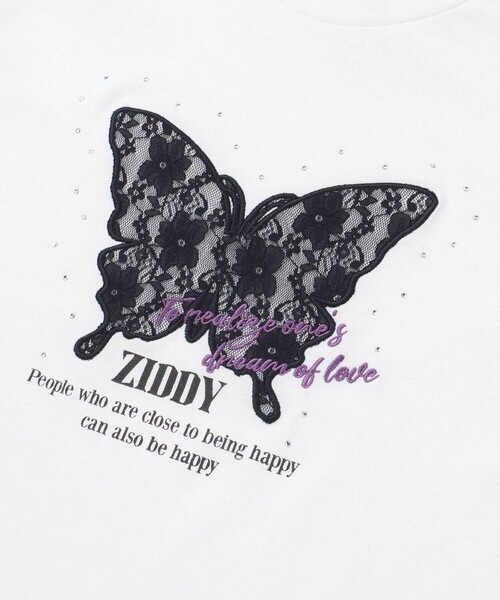 ZIDDY(ジディ)の「レースバタフライ・スパークルTシャツ(130~160cm)(Tシャツ/カットソー・キッズ・ブラック/オフホワイト・130cm/FREE/150cm/140cm)」の10枚目の写真