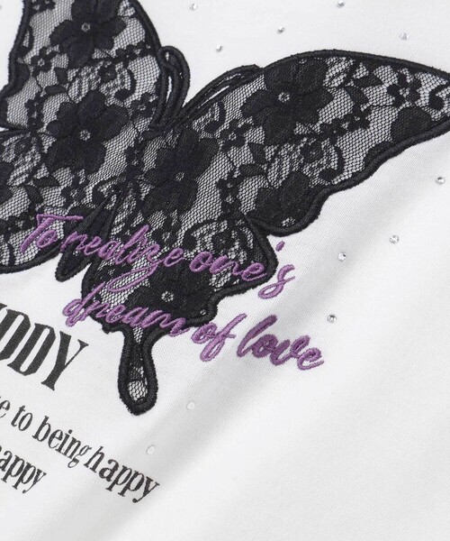 ZIDDY(ジディ)の「レースバタフライ・スパークルTシャツ(130~160cm)(Tシャツ/カットソー・キッズ・ブラック/オフホワイト・130cm/FREE/150cm/140cm)」の9枚目の写真