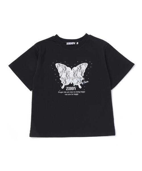 ZIDDY(ジディ)の「レースバタフライ・スパークルTシャツ(130~160cm)(Tシャツ/カットソー・キッズ・ブラック/オフホワイト・130cm/FREE/150cm/140cm)」の5枚目の写真