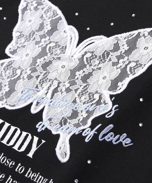 ZIDDY(ジディ)の「レースバタフライ・スパークルTシャツ(130~160cm)(Tシャツ/カットソー・キッズ・ブラック/オフホワイト・130cm/FREE/150cm/140cm)」の3枚目の写真