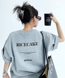 韓国ファッション RICECAKE英字プリント半袖Tシャツ