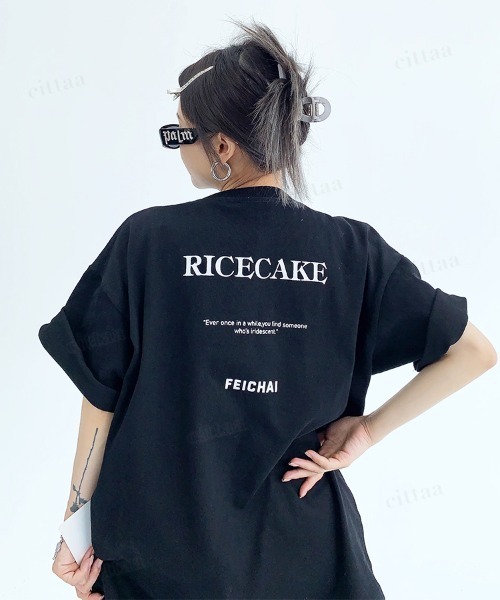 Dalfwin(ダールフィン)の「韓国ファッション RICECAKE英字プリント半袖Tシャツ(Tシャツ/カットソー・レディース・ホワイト/ブラック/グレー・FREE)」の12枚目の写真