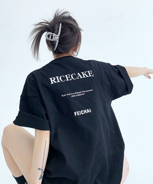 Dalfwin(ダールフィン)の「韓国ファッション RICECAKE英字プリント半袖Tシャツ(Tシャツ/カットソー・レディース・ホワイト/ブラック/グレー・FREE)」の13枚目の写真