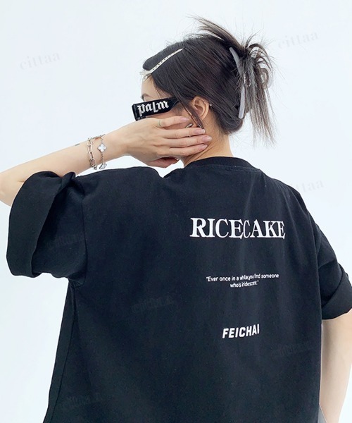 Dalfwin(ダールフィン)の「韓国ファッション RICECAKE英字プリント半袖Tシャツ(Tシャツ/カットソー・レディース・ホワイト/ブラック/グレー・FREE)」の14枚目の写真