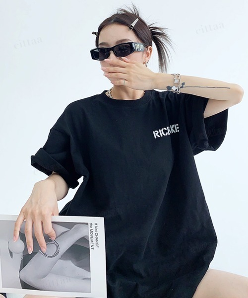 Dalfwin(ダールフィン)の「韓国ファッション RICECAKE英字プリント半袖Tシャツ(Tシャツ/カットソー・レディース・ホワイト/ブラック/グレー・FREE)」の17枚目の写真