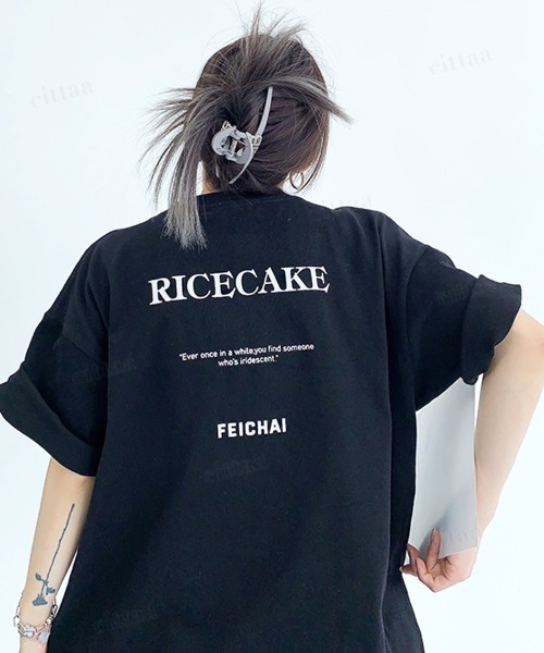 Dalfwin(ダールフィン)の「韓国ファッション RICECAKE英字プリント半袖Tシャツ(Tシャツ/カットソー・レディース・ホワイト/ブラック/グレー・FREE)」の18枚目の写真
