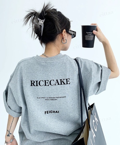 Dalfwin(ダールフィン)の「韓国ファッション RICECAKE英字プリント半袖Tシャツ(Tシャツ/カットソー・レディース・ホワイト/ブラック/グレー・FREE)」の20枚目の写真