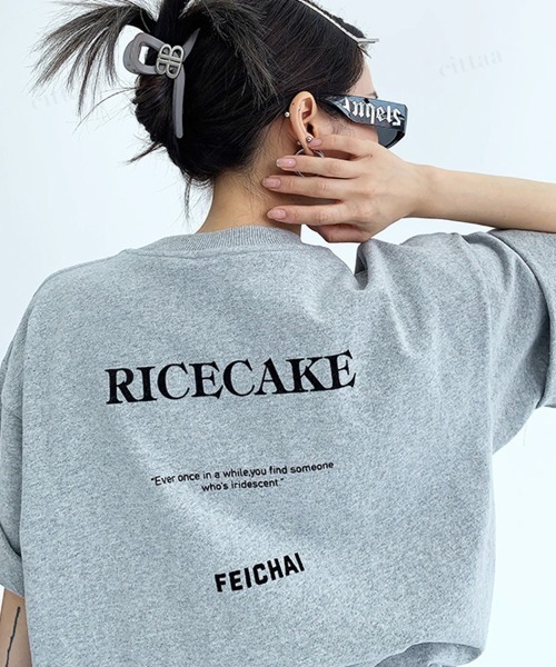 Dalfwin(ダールフィン)の「韓国ファッション RICECAKE英字プリント半袖Tシャツ(Tシャツ/カットソー・レディース・ホワイト/ブラック/グレー・FREE)」の21枚目の写真