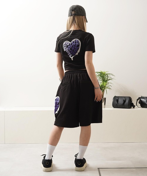 1111clothing（ワンフォークロージング）の「【セットアップ可能】ミニ裏毛 ハートサガラ刺繍 Tシャツ / Mini-fleece Heart Sagara Embroidery T-shirt（Tシャツ/カットソー・メンズ・カモフラージュ/ブラック・L/M/FREE）」の13枚目の写真