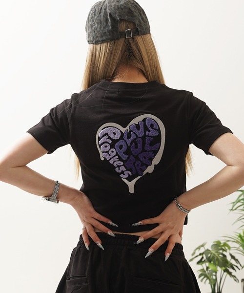 1111clothing（ワンフォークロージング）の「【セットアップ可能】ミニ裏毛 ハートサガラ刺繍 Tシャツ / Mini-fleece Heart Sagara Embroidery T-shirt（Tシャツ/カットソー・メンズ・カモフラージュ/ブラック・L/M/FREE）」の10枚目の写真