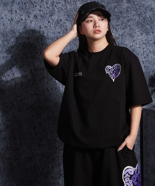 1111clothing（ワンフォークロージング）の「【セットアップ可能】ミニ裏毛 ハートサガラ刺繍 Tシャツ / Mini-fleece Heart Sagara Embroidery T-shirt（Tシャツ/カットソー・メンズ・カモフラージュ/ブラック・L/M/FREE）」の17枚目の写真