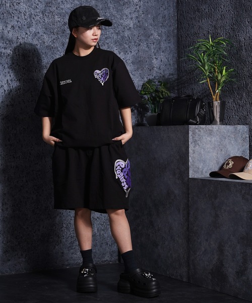 1111clothing（ワンフォークロージング）の「【セットアップ可能】ミニ裏毛 ハートサガラ刺繍 Tシャツ / Mini-fleece Heart Sagara Embroidery T-shirt（Tシャツ/カットソー・メンズ・カモフラージュ/ブラック・L/M/FREE）」の20枚目の写真