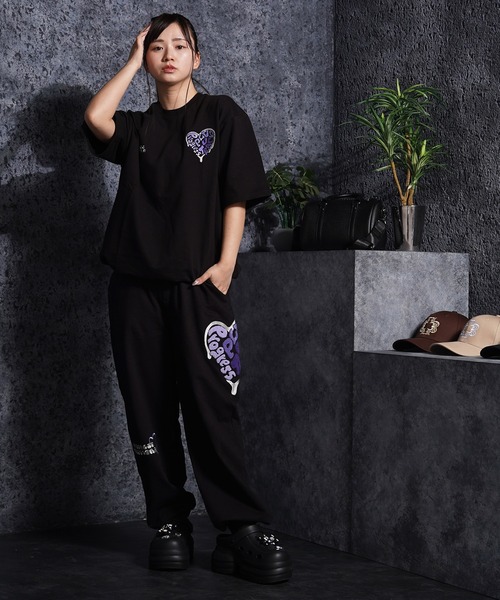 1111clothing（ワンフォークロージング）の「【セットアップ可能】ミニ裏毛 ハートサガラ刺繍 Tシャツ / Mini-fleece Heart Sagara Embroidery T-shirt（Tシャツ/カットソー・メンズ・カモフラージュ/ブラック・L/M/FREE）」の22枚目の写真