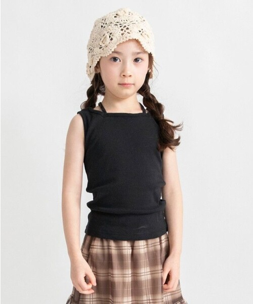 BRANSHES（ブランシェス）の「魅せるインナータンクトップ（タンクトップ・キッズ・杢グレー/ライトグリーン/ブラック/アイボリー・110/140/130/150/100/120/90）」の3枚目の写真