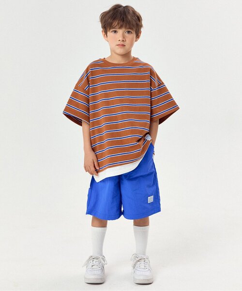BREEZE(ブリーズ)の「【WEB限定】KUDOZ.B レイヤード先染めボーダー半袖Tシャツ(Tシャツ/カットソー・キッズ・グレー/ブラウン/ネイビー/イエロー・90/100/110/120/130/140/150/160)」の5枚目の写真