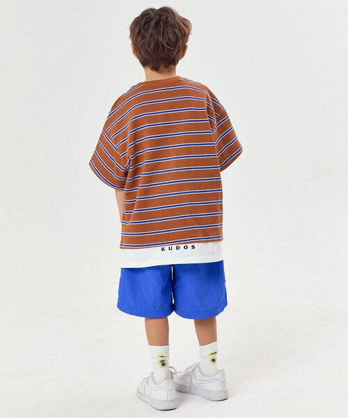 BREEZE(ブリーズ)の「【WEB限定】KUDOZ.B レイヤード先染めボーダー半袖Tシャツ(Tシャツ/カットソー・キッズ・グレー/ブラウン/ネイビー/イエロー・90/100/110/120/130/140/150/160)」の6枚目の写真