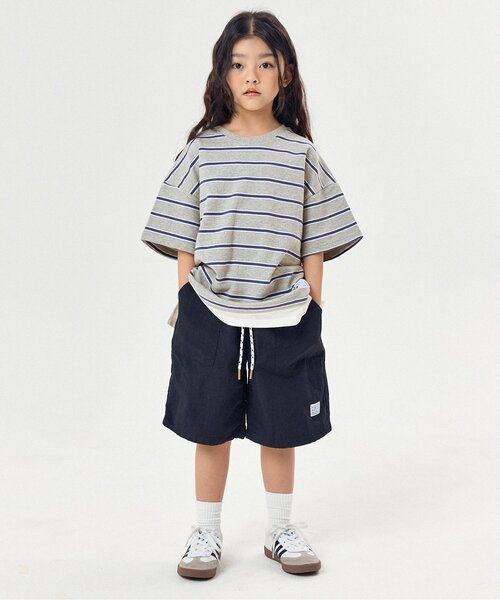 BREEZE(ブリーズ)の「【WEB限定】KUDOZ.B レイヤード先染めボーダー半袖Tシャツ(Tシャツ/カットソー・キッズ・グレー/ブラウン/ネイビー/イエロー・90/100/110/120/130/140/150/160)」の7枚目の写真