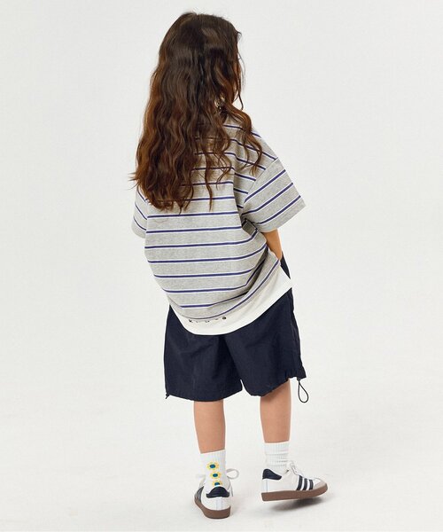 BREEZE(ブリーズ)の「【WEB限定】KUDOZ.B レイヤード先染めボーダー半袖Tシャツ(Tシャツ/カットソー・キッズ・グレー/ブラウン/ネイビー/イエロー・90/100/110/120/130/140/150/160)」の8枚目の写真