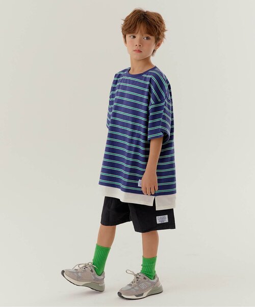 BREEZE(ブリーズ)の「【WEB限定】KUDOZ.B レイヤード先染めボーダー半袖Tシャツ(Tシャツ/カットソー・キッズ・グレー/ブラウン/ネイビー/イエロー・90/100/110/120/130/140/150/160)」の9枚目の写真