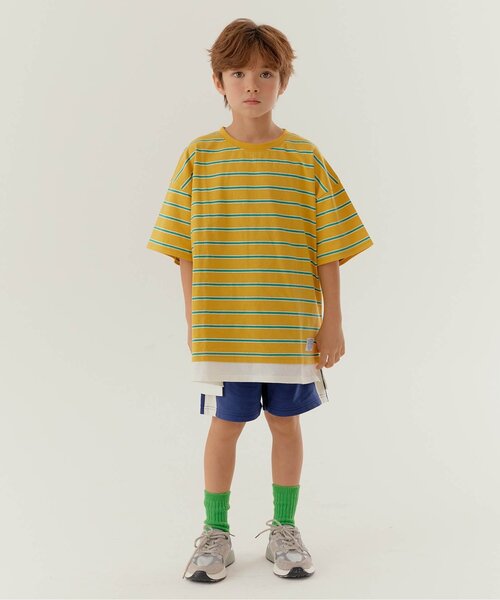 BREEZE(ブリーズ)の「【WEB限定】KUDOZ.B レイヤード先染めボーダー半袖Tシャツ(Tシャツ/カットソー・キッズ・グレー/ブラウン/ネイビー/イエロー・90/100/110/120/130/140/150/160)」の13枚目の写真