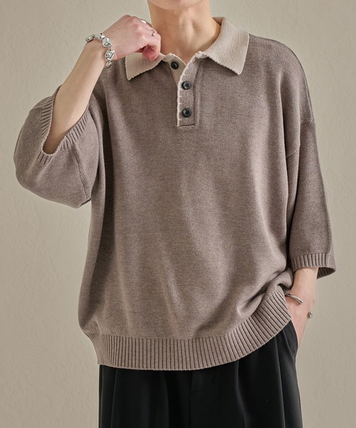 CLEL】Foil Print Cable Crew Neck Knit / 箔プリント ケーブルクルー
