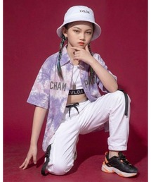 CHEER（チアー）の「キッズ ダンス 衣装 2点セット タイダイ柄 半袖 シャツ カーゴ パンツ セット（Tシャツ/カットソー）」