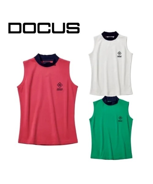 DOCUS(ドゥーカス)の「【DOCUS】(ドゥーカス)レディース ゴルフウェア ノースリーブ モックネック シャツ(Tシャツ/カットソー・レディース・グリーン/ピンク/オフホワイト・MEDIUM)」の5枚目の写真