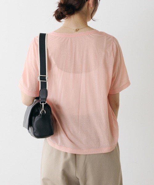 PUAL CE CIN(ピュアルセシン)の「シアーシンプルTシャツ(Tシャツ/カットソー・レディース・サックスブルー/ブラック/サーモンピンク/イエロー/オフホワイト・FREE)」の19枚目の写真