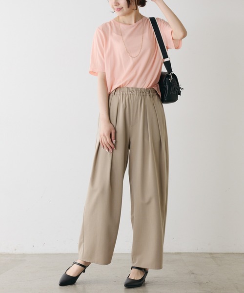 PUAL CE CIN(ピュアルセシン)の「シアーシンプルTシャツ(Tシャツ/カットソー・レディース・サックスブルー/ブラック/サーモンピンク/イエロー/オフホワイト・FREE)」の20枚目の写真