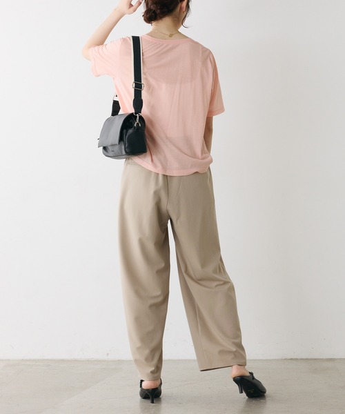 PUAL CE CIN(ピュアルセシン)の「シアーシンプルTシャツ(Tシャツ/カットソー・レディース・サックスブルー/ブラック/サーモンピンク/イエロー/オフホワイト・FREE)」の21枚目の写真