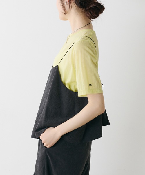 PUAL CE CIN(ピュアルセシン)の「シアーシンプルTシャツ(Tシャツ/カットソー・レディース・サックスブルー/ブラック/サーモンピンク/イエロー/オフホワイト・FREE)」の10枚目の写真
