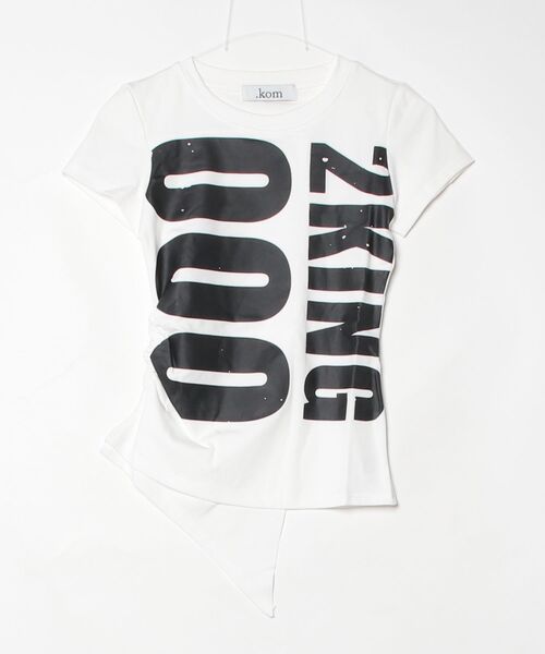.KOM(ドットコム)の「A'GEM/9 × .kom 『.KOM/ドットケーオーエム』アシメヘムグラフィックコンパクトTシャツ(Tシャツ/カットソー・レディース・ホワイト/ブラック/グレー・FREE)」の9枚目の写真