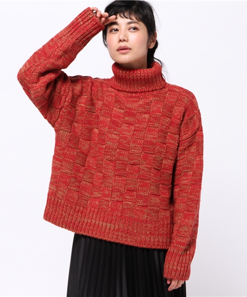 OUTLET（アウトレット）の「【goocy】引キ揃エT/NKnit（ニット/セーター・レディース・オレンジ/グリーン/オフホワイト・FREE）」の3枚目の写真
