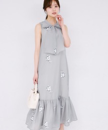 tocco closet（トッコ　クローゼット）の「【ZOZO限定】フラワー刺繍ボウタイノースリーブワンピース（ワンピース）」