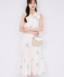 tocco closet（トッコ　クローゼット）の「【ZOZO限定】フラワー刺繍ボウタイノースリーブワンピース（ワンピース）」