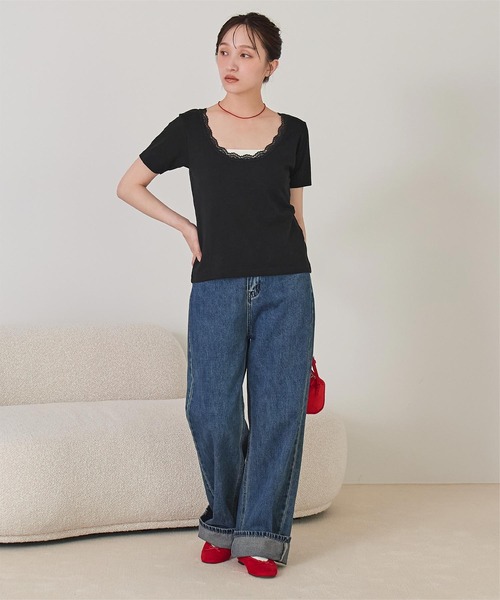 miette(ミエット)の「レース付きバックオープントップス(Tシャツ/カットソー・レディース・杢グレー/ブラック/オフホワイト・FREE)」の11枚目の写真