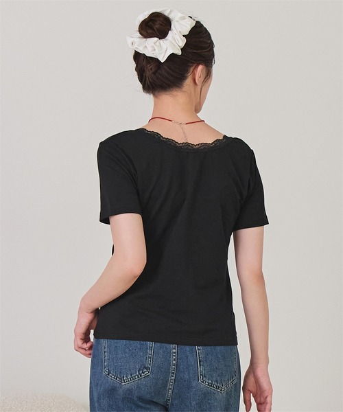 miette(ミエット)の「レース付きバックオープントップス(Tシャツ/カットソー・レディース・杢グレー/ブラック/オフホワイト・FREE)」の12枚目の写真